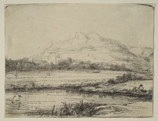 Canale con un pescatore e due cigni, 1650