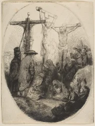 Cristo crocifisso tra due ladroni, piastra ovale, ca. 1641