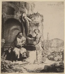Cristo e la donna di Samaria tra le rovine