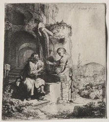 Cristo e la donna di Samaria tra le rovine