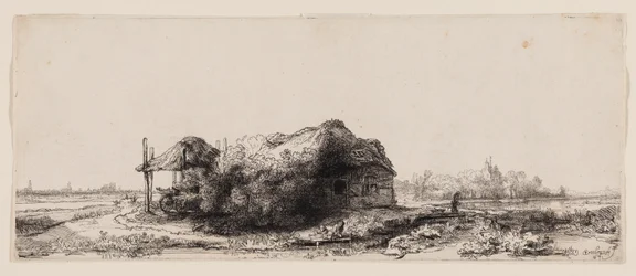 Paesaggio con cottage e fienile: Oblungo