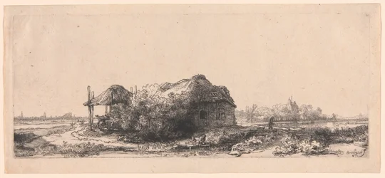 Paesaggio con cottage e fienile: Oblungo