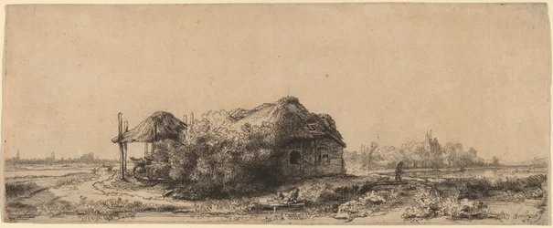 Paesaggio con cottage e fienile: Oblungo