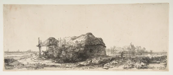 Paesaggio con cottage e fienile