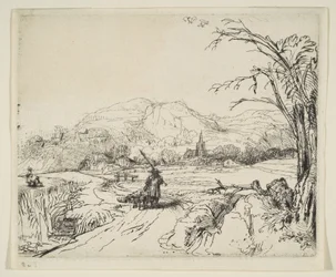 Paesaggio con un pastore e un cane