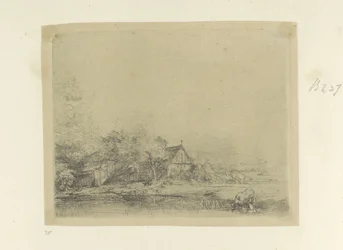 Paesaggio con mucche che bevono