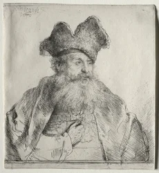 Vecchio con un cappello di pelliccia diviso
