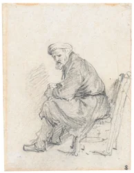 Vecchio con turbante, seduto di profilo, rivolto a sinistra