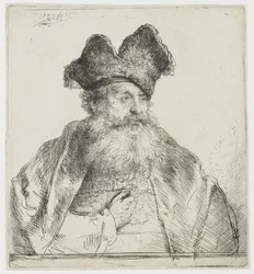 Vecchio con cappello di pelliccia diviso