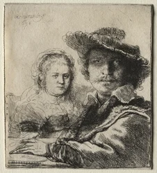 Rembrandt e sua moglie Saskia, 1636