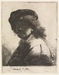 Rembrandt con cappello e sciarpa