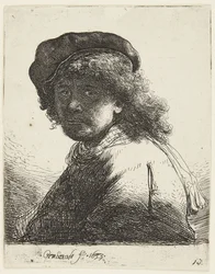 Rembrandt con berretto e sciarpa