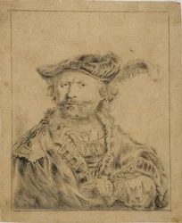 Rembrandt con cappello piumato
