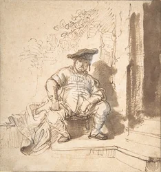 Uomo seduto con berretto piatto, 1635-40