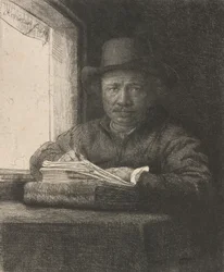 Autoritratto che disegna alla finestra, 1648