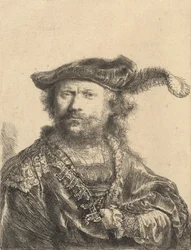 Autoritratto con cappello di velluto con piuma, 1638