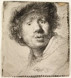 Autoritratto con cappello: bocca aperta, 1630