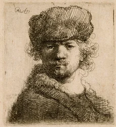 Autoritratto con un pesante cappello di pelliccia: busto, 1631