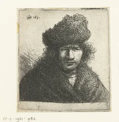 Autoritratto con cappello di pelliccia inclinato: busto