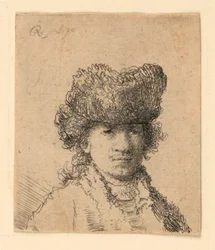 Autoritratto con cappello di pelliccia: busto