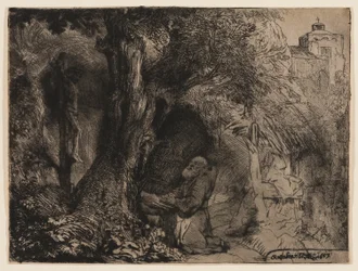 San Francesco sotto un albero in preghiera