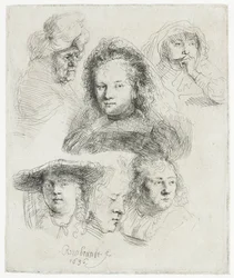 Studi della testa di Saskia e altri
