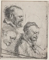 Tre studi di teste di anziani