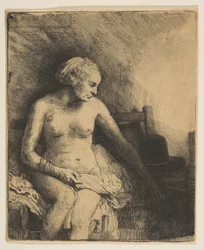 Donna al bagno con un cappello accanto, 1658