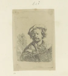 Autoritratto con berretto e mantello decorato