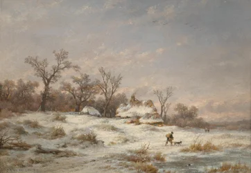 Paesaggio invernale con figure decorative