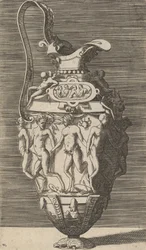 Vaso con donne danzanti e satiri, fine XVII secolo