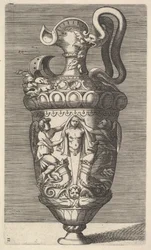 Vaso con due figure alate che drappeggiano un termine, XVII secolo