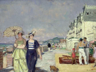 Donne eleganti sul lungomare di Cabourg, c.1929