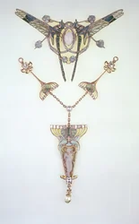 Ornamento per capelli di Lalique e pendente di Philippe Wolfers