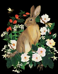 Coniglio selvatico e fiori