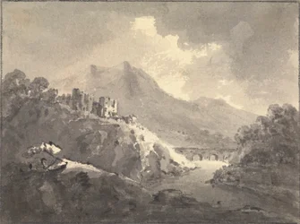 Paesaggio con castello e ponte