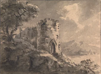 Paesaggio con castello in rovina