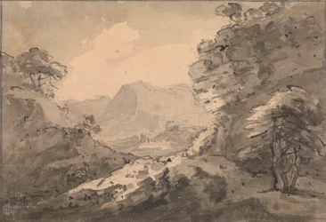 Paesaggio Montuoso con Rupe Rocciosa a Destra