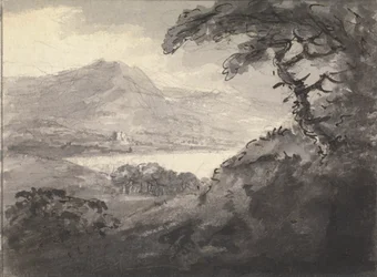 Paesaggio montuoso con un lago