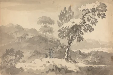 Tre figure in un paesaggio