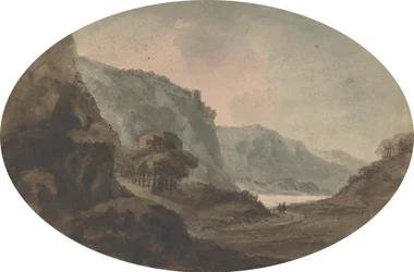 Due uomini che camminano in un paesaggio