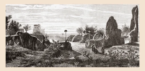 Rovine del Palazzo dei Cesari, Palatino, Roma, Italia, fine XIX secolo. Da Immagini italiane di Rev. Samuel Manning, pubblicato c.1890.