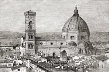 Il Duomo e il Campanile della Basilica di Santa Maria del Fiore, Piazza del Duomo, Firenze, Italia, fine XIX secolo