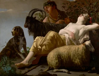 Pastore e pastorella addormentata, 1650-1660 circa (olio su tela)