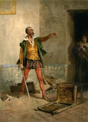 Don Chisciotte nella sua biblioteca con la nipote