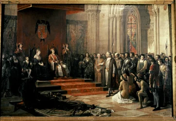Colombo con i Re Cattolici (Isabella e Ferdinando) di...