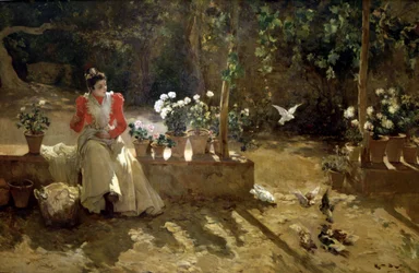 Ragazza con piccioni