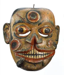 Medicina complementare generale, maschera coperta di piaghe e sanguisughe, Sri Lanka