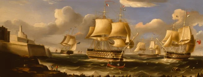 H.M.S. Queen a Valetta / Dipinto di R.B. Spencer, 1848