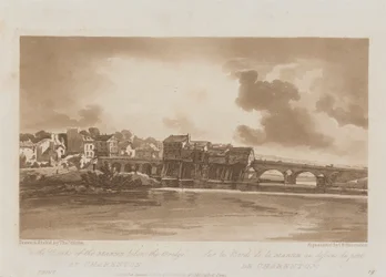 Sulle rive della Marna sotto il ponte di Charenton 1803; Tavola 19 da Vedute di Parigi, il volume Emanuel tracciato della tavola B1981.25.2628